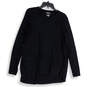 Womens Black Round Neck Long Sleeve Regular Fit Pullover T-Shirt Size Large image number 1