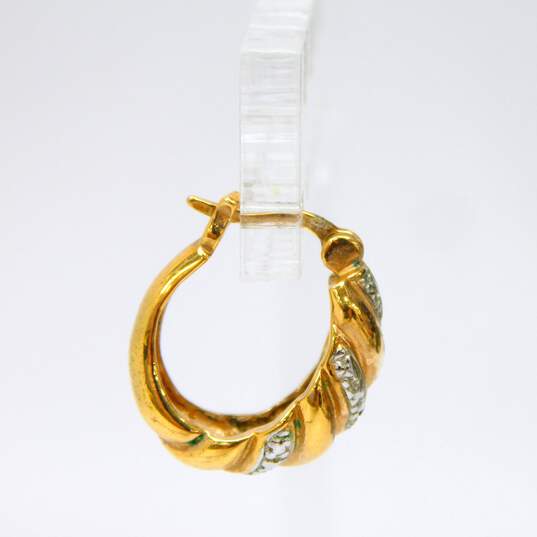 925 Vermeil Sapphire & Diamond Accent Bracelet & Hoop Earrings 30.7g image number 3