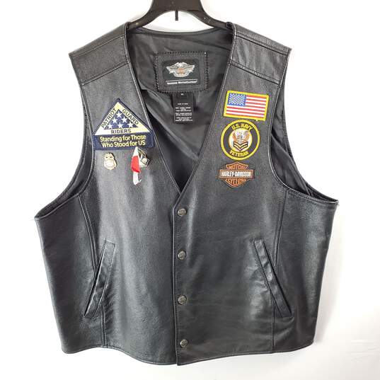 Harley Davidson Men Black Leather Vest 2XL image number 3