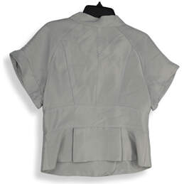 Womens Gray Short Sleeve Pockets Double Breasted Jacket Size Medium alternative image
