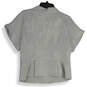 Womens Gray Short Sleeve Pockets Double Breasted Jacket Size Medium image number 2