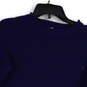 Womens Blue Knitted Crew Neck Long Sleeve Pullover Sweater Size Small image number 4