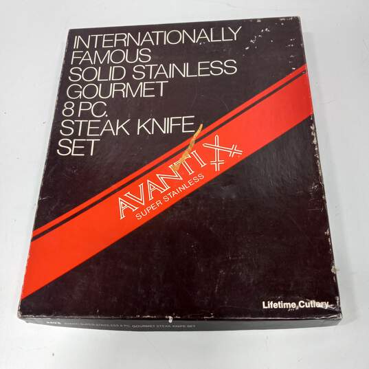 Vintage Avantix Solid Stainless Gourmet 8pc Steak Knife Set image number 4