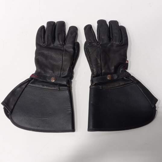 Watson Vancouver Black Leather Gauntlet Cut Motorcycle Gloves Size L image number 1