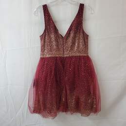 Lulus Red & Gold Glitter Ballerina Dream Mini Dress Size M alternative image