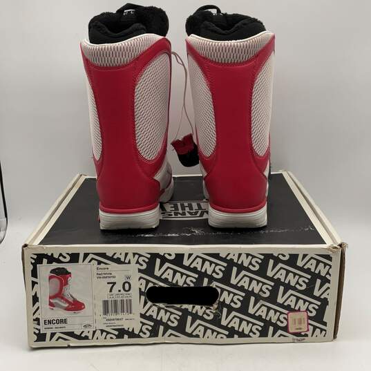 NIB Vans Womens Encore Red White Round Toe Snowboarding Boots Size 7 With Box image number 2