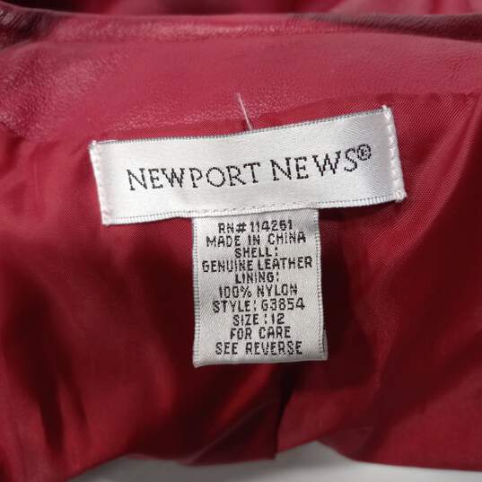 Newport News Women's Red Leather Jacket Size 12 image number 4