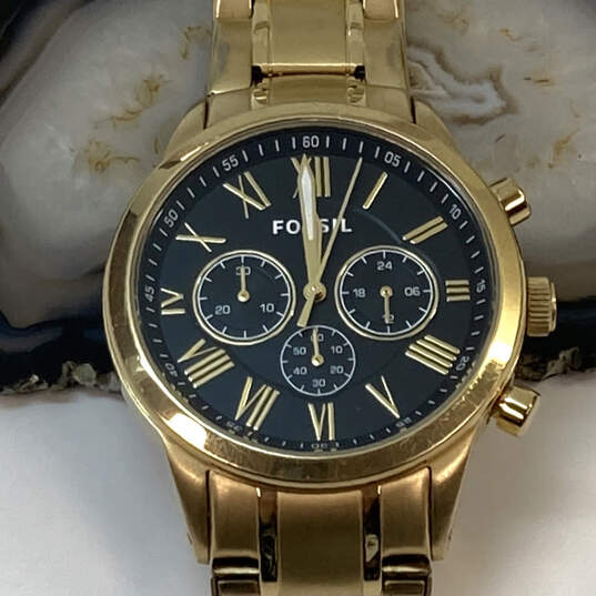 Designer Fossil BQ1733IE Gold-Tone Strap Chronograph Dial Analog Wristwatch image number 1