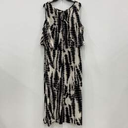 NWT NY Collection Womens White Black Tie Dye Sleeveless Maxi Dress Size 2X alternative image