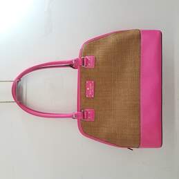 Kate Spade Pink Leather And Straw Bag