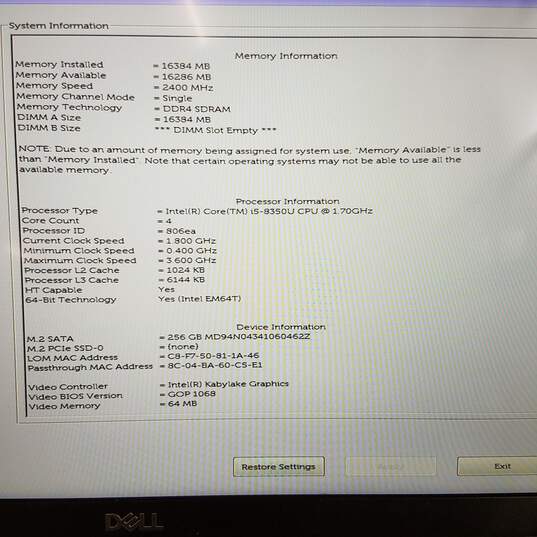 Dell Latitude 7490 14in Laptop Intel i5-8350U CPU 16GB RAM 256GB SSD image number 9
