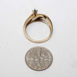 10K Yellow & White Gold Diamond Moissanite Accent Ring Size 6.75 - 3.8g