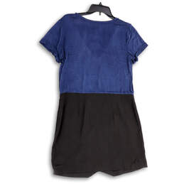 NWT Womens Blue Black Regular Fit Short Sleeve Pullover Mini Dress Size M alternative image