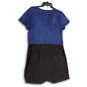 NWT Womens Blue Black Regular Fit Short Sleeve Pullover Mini Dress Size M image number 2