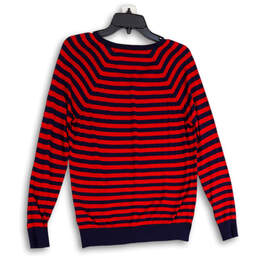 Womens Red Black Tight-Knit V-Neck Long Sleeve Pullover Sweater Size S alternative image