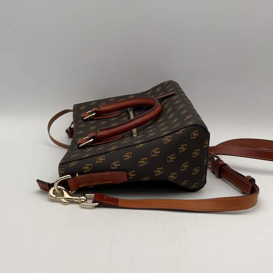 Womens Gretta Trina Brown Tan Leather Monogram Adjustable Strap Crossbody Bag image number 4