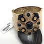 NWT Designer J. Crew Gold-Tone Rhinestone Hinged Cuffed Bracelet With Box image number 3