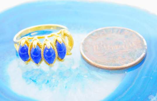 14K Yellow Gold Lapis Multi Stone Tiered Ring 2.4g image number 3