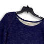 Womens Blue Round Neck 3/4 Sleeve Regular Fit Pullover Sweater Top Size S image number 3