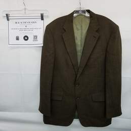 AUTHENTICATED Oscar de la Renta Brown Mens Tweed Wool Suit Jacket