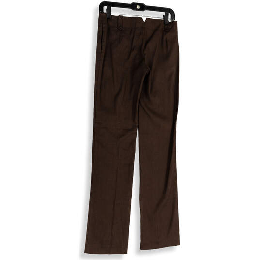 Womens Brown Flat Front Slash Pocket Straight Leg Formal Dress Pants Size 0 image number 2