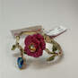 NWT Designer Betsey Johnson Gold-Tone Pink Rose Crystal Hinge Cuff Bracelet image number 2