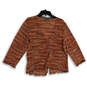 Womens Orange Pink Scalloped Hem Long Sleeve Cropped Cardigan Sweater Sz XL image number 4