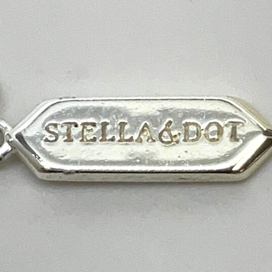 Designer Stella & Dot Silver-Tone XOXO Crystal Fashion Pendant Necklace image number 4
