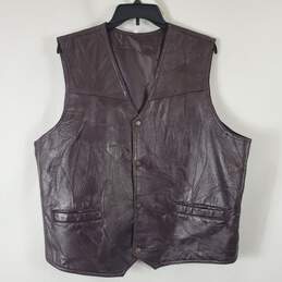 Men's Brown Leather Vest SZ XL