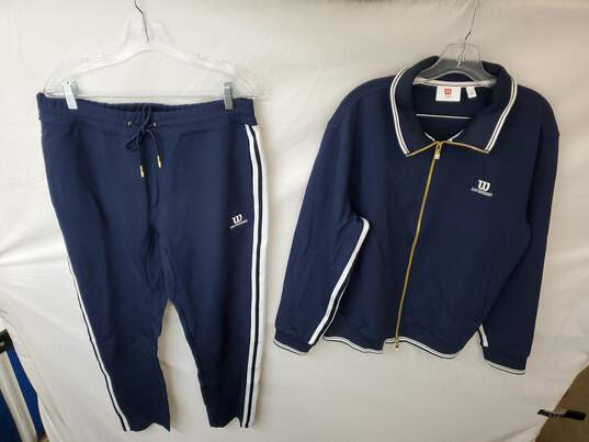 Mn Wilson Blue Tricot Warmup Jacket + Pants Track Uniform Sz L image number 1