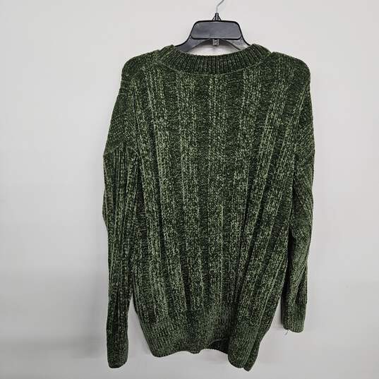Green Cable Knit Long Sleeve Sweater image number 2
