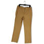 NWT Womens Tan Flat Front So Slimming Pockets Straight Leg Ankle Pants Sz 2 image number 1