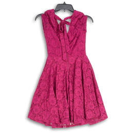 NWT Womens Purple Lace V-Neck Back Zip Knee Length A-Line Dress Size 0 alternative image