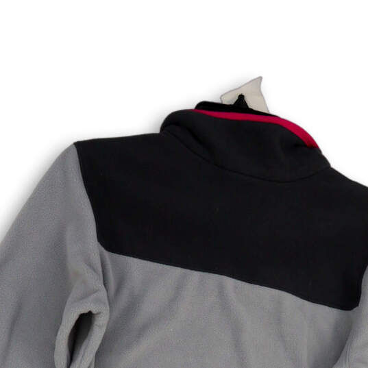 Womens Gray Long Sleeve Quarter Zip Fleece Pullover Jacket Size Medium image number 4