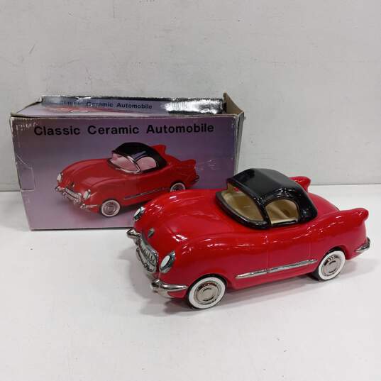 Vintage Classic Ceramic Automobile Red Corvette Trinket Box IOB image number 1