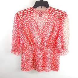 French Connection Women Ivory/Pink Crinkle Blouse Sz 6 NWT alternative image