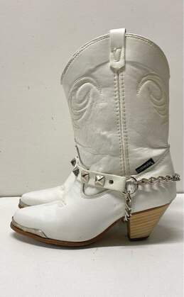 Capezio Boots White Leather Studded Harness Western Boots Size 5 M
