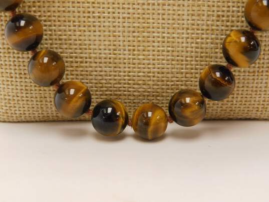14K Yellow Gold Tiger's Eye Beaded Long Necklace 100.5g image number 3