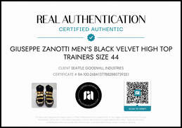 Giuseppe Zanotti Men's Black Velvet High Top Triple Bar Trainers Size 10.5 AUTHENTICATED alternative image