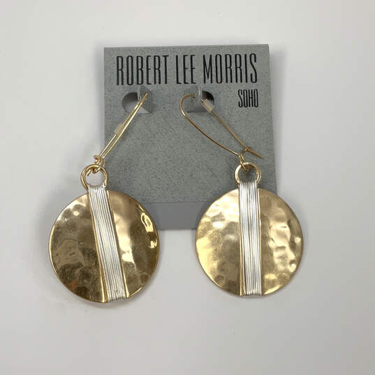 Designer Robert Lee Morris Two-Tone Hammered Wire Wrap Drop Earrings image number 3