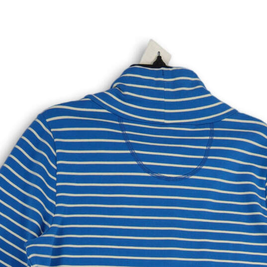 NWT Womens Blue White Striped Cowl Neck Pullover Sweatshirt Size L Reg image number 4