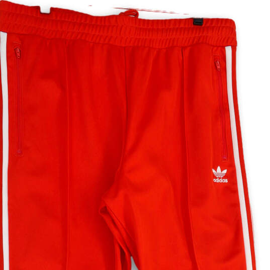 Mens Red Striped Elastic Waist Zip Pocket Pull-On Track Pants Size XL image number 3
