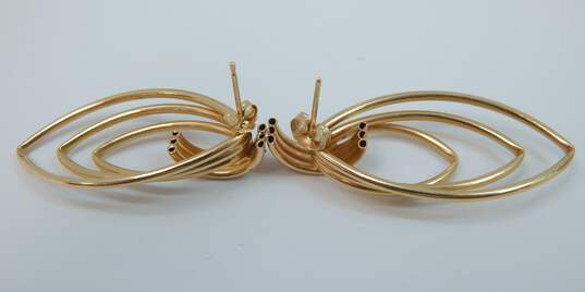 14K Yellow Gold Triple Wire Geometric Drop Earrings 4.4g image number 4