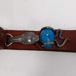 Women's Brown Belt with Faux Turquoise Accent alternative image