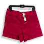 NWT Womens Pink Flat Front Slash Pocket High Waist Chino Shorts Size 10 image number 1