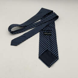 Mens Blue Striped Silk Adjustable Keeper Loop Formal Pointed Neck Tie alternative image
