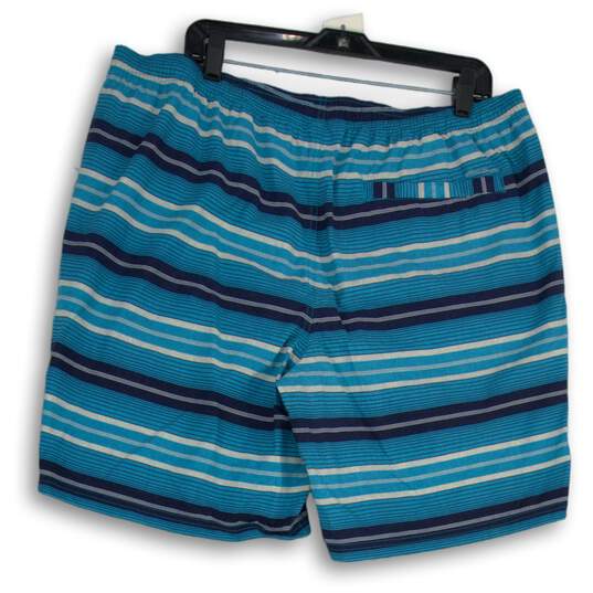 Eddie Bauer Mens Blue Striped Elastic Waist Slash Pocket Swim Shorts Size XL image number 2