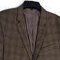Mens Brown Plaid Notch Lapel Single Breasted Two Button Blazer Size 46R image number 3