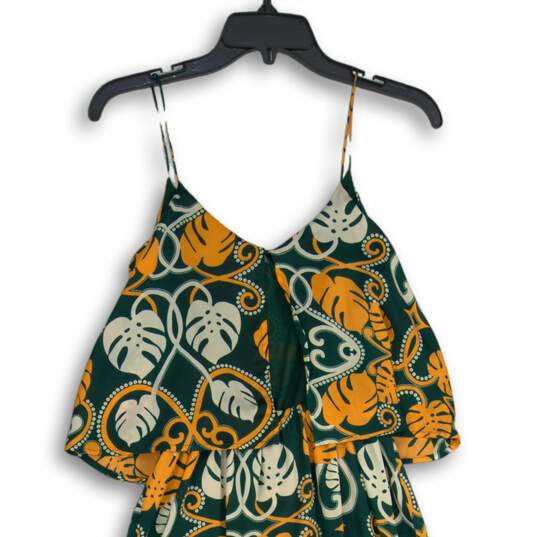 H&M Womens Green Orange Tropical Print Spaghetti Strap Blouson Dress Size 4 image number 4
