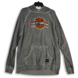 Mens Gray Graphic Print Long Sleeve Pullover Hoodie Size X-Large
